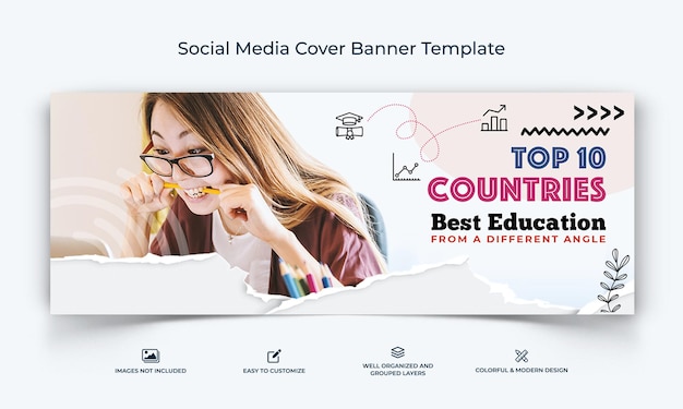 Education Academy social media facebook cover banner template premium vector