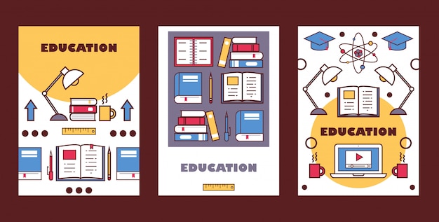 Education banners High school booklet cover college informational flyer university brochure 