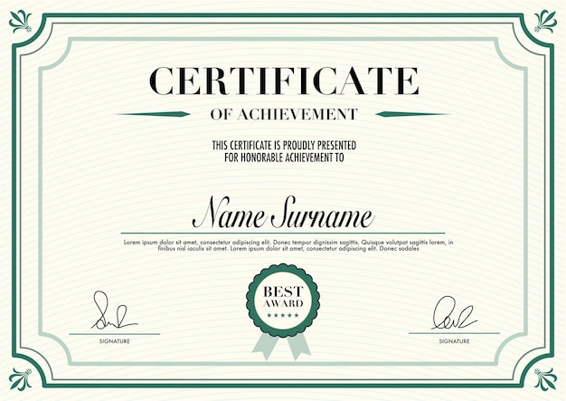 Education Certificate or diploma retro vintage design template