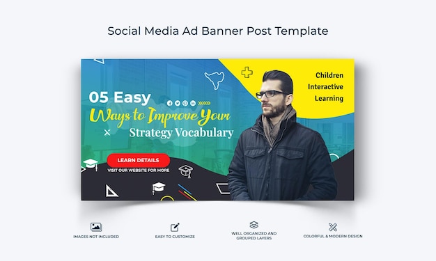 Vector education facebook ad banner template