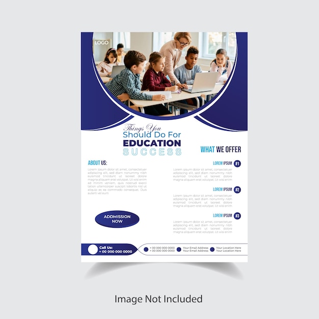 Education Flyer template set with blue color