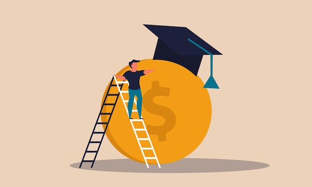 Education fund and finance budget degree Diploma investment and graduation target illustration