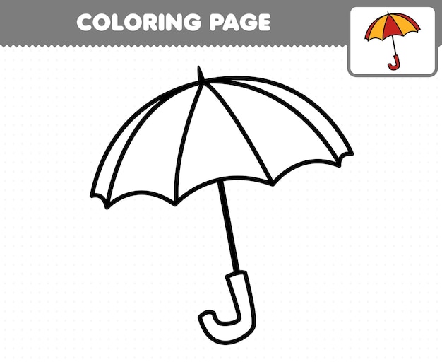 Education game for children coloring page cartoon wearable clothes umbrella printable worksheet