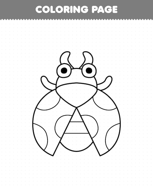 Education game for children coloring page of cute cartoon ladybug line art printable bug worksheet