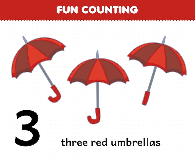 Education game for children fun counting wearable accessories three umbrellas