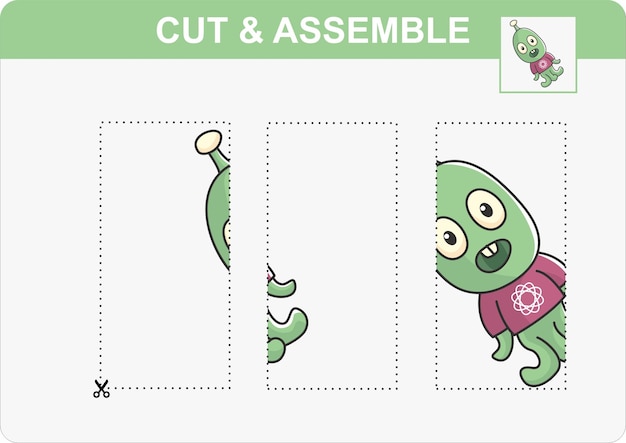 Education Game Cut and Assemble For Children Printbale Worksheet