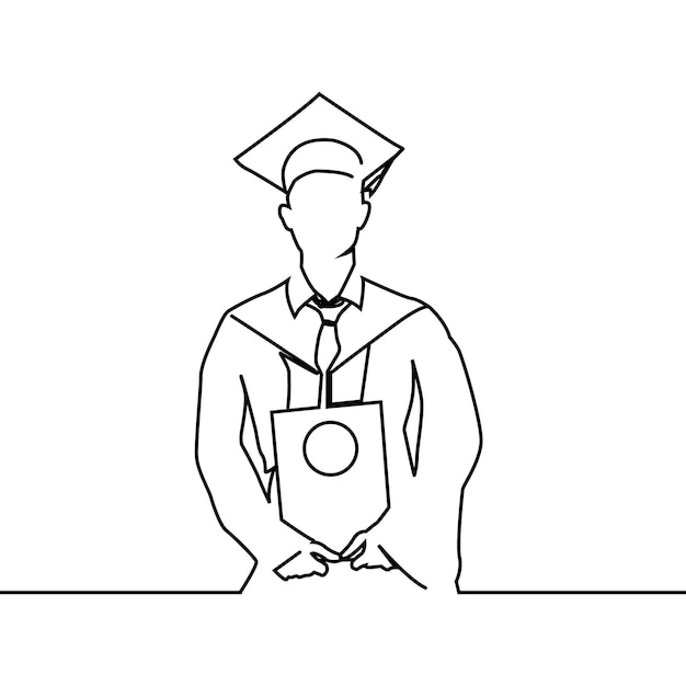 Education graduation line art vector