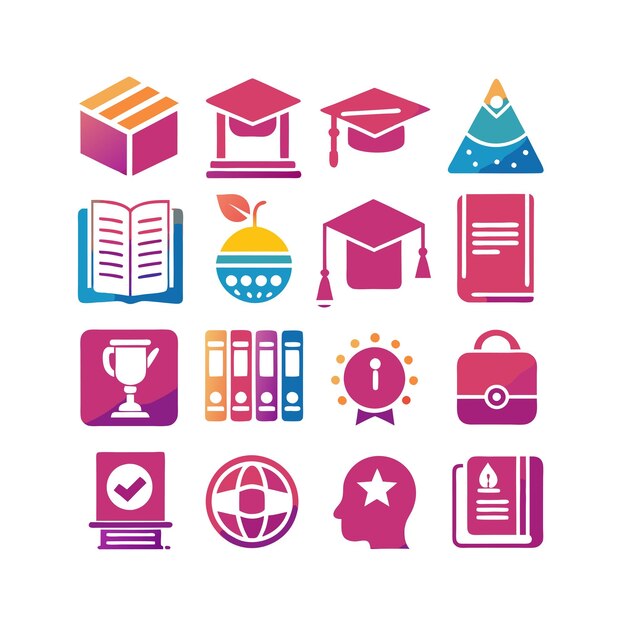 Education Icon Set Collection Vector Illustration for Documents Websites and Mobile Applications