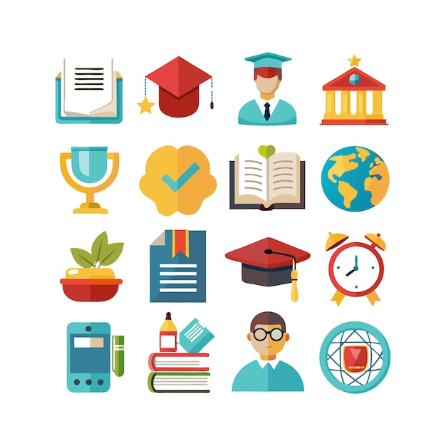 Education Icon Set Collection Vector Illustration for Documents Websites and Mobile Applications