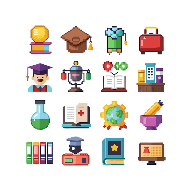 Education Icon Set Collection Vector Illustration for Documents Websites and Mobile Applications