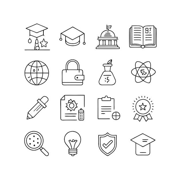 Education Icon Set Collection Vector Illustration for Documents Websites and Mobile Applications