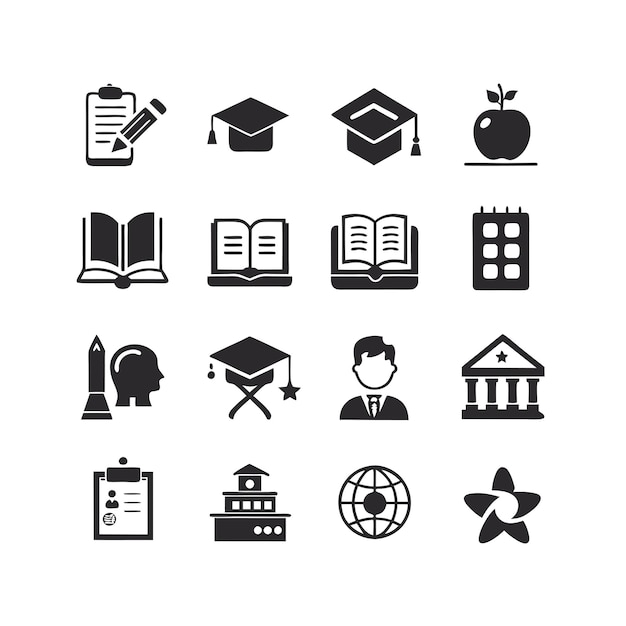 Education Icon Set Collection Vector Illustration for Documents Websites and Mobile Applications