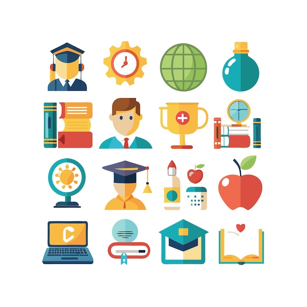 Education Icon Set Collection Vector Illustration for Documents Websites and Mobile Applications