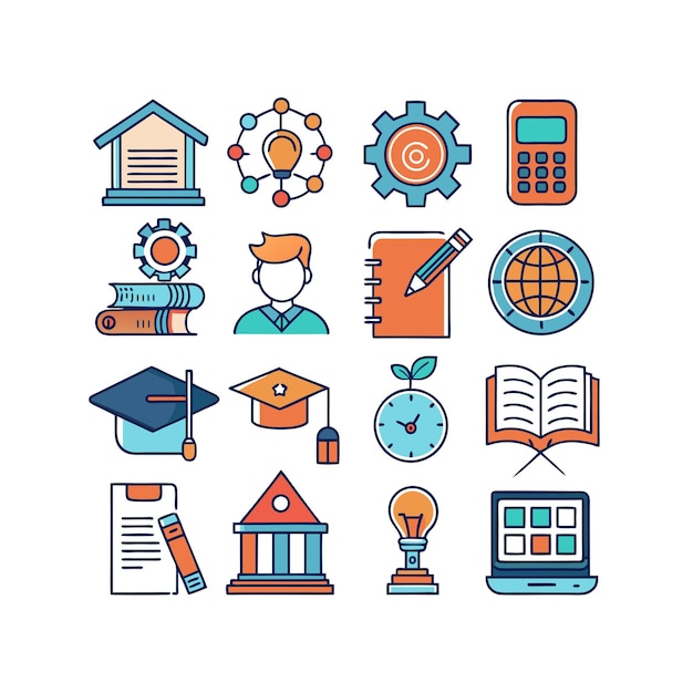 Education Icon Set Collection Vector Illustration for Documents Websites and Mobile Applications