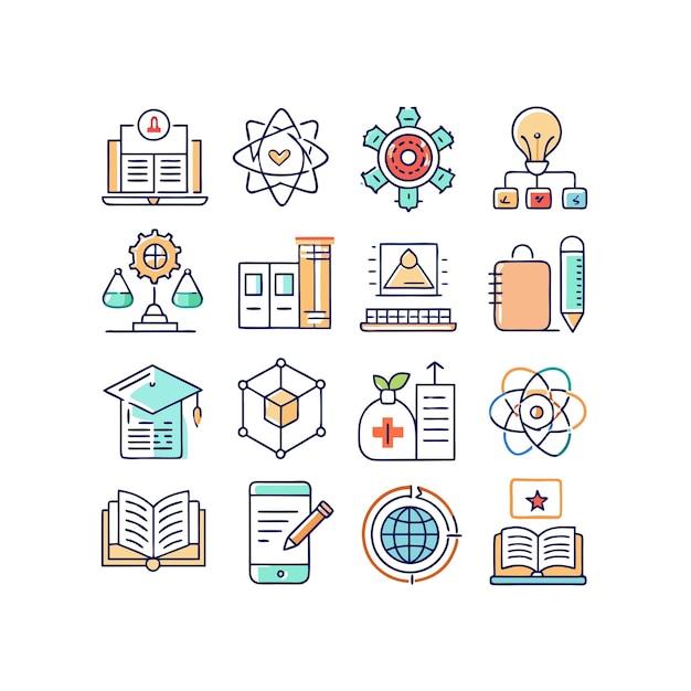 Education Icon Set Collection Vector Illustration for Documents Websites and Mobile Applications