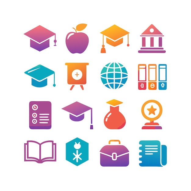 Education Icon Set Collection Vector Illustration for Documents Websites and Mobile Applications