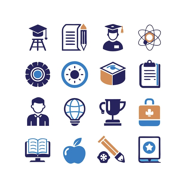 Education Icon Set Collection Vector Illustration for Documents Websites and Mobile Applications