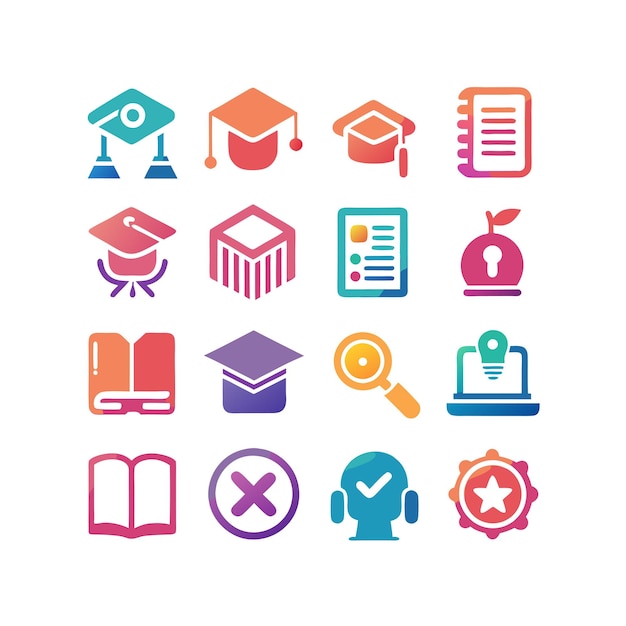 Education Icon Set Collection Vector Illustration for Documents Websites and Mobile Applications