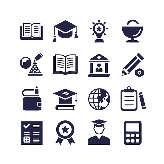 Education Icon Set Collection Vector Illustration for Documents Websites and Mobile Applications