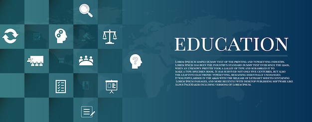 Education Icon Set - Web Header Banner