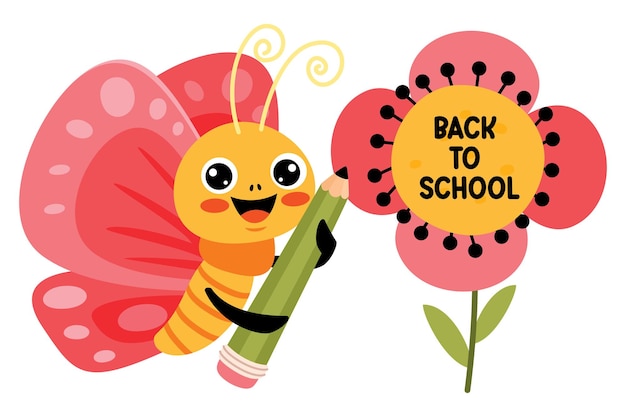 Education Illustration With Cartoon Butterfly