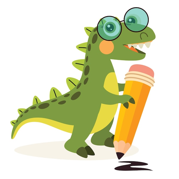 Education Illustration With Cartoon Dinosaur