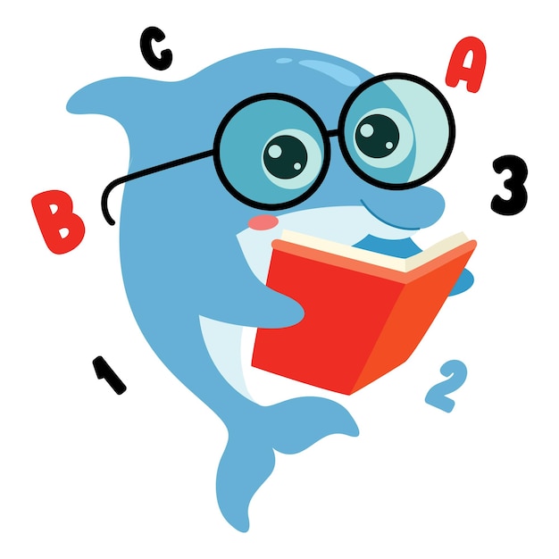 Education Illustration With Cartoon Dolphin