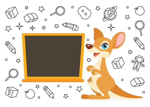 Education Illustration With Cartoon Kangaroo