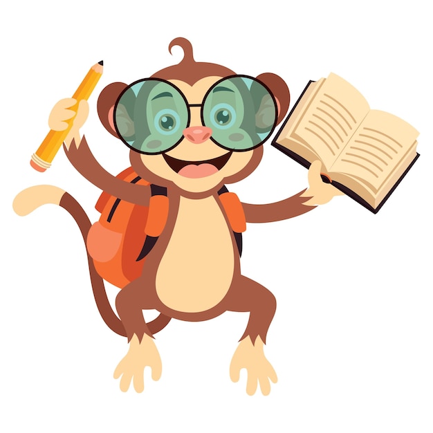 Education Illustration With Cartoon Monkey