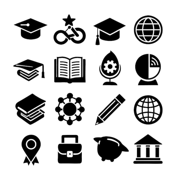 Vector education and learning icon set collection vector illustration