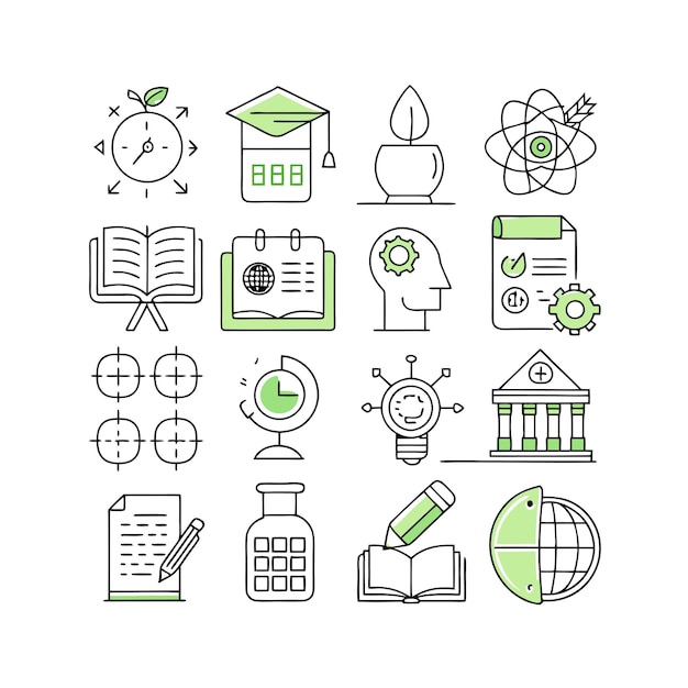 Vector education and learning icon set collection vector illustration