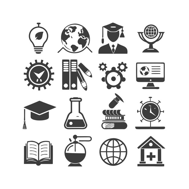 Vector education and learning icon set collection vector illustration