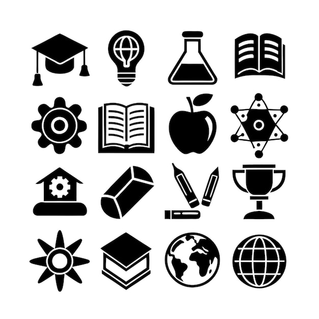 Vector education and learning icon set collection vector illustration