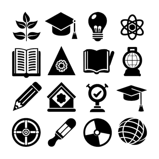 Vector education and learning icon set collection vector illustration