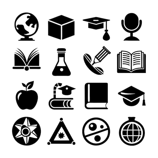 Vector education and learning icon set collection vector illustration