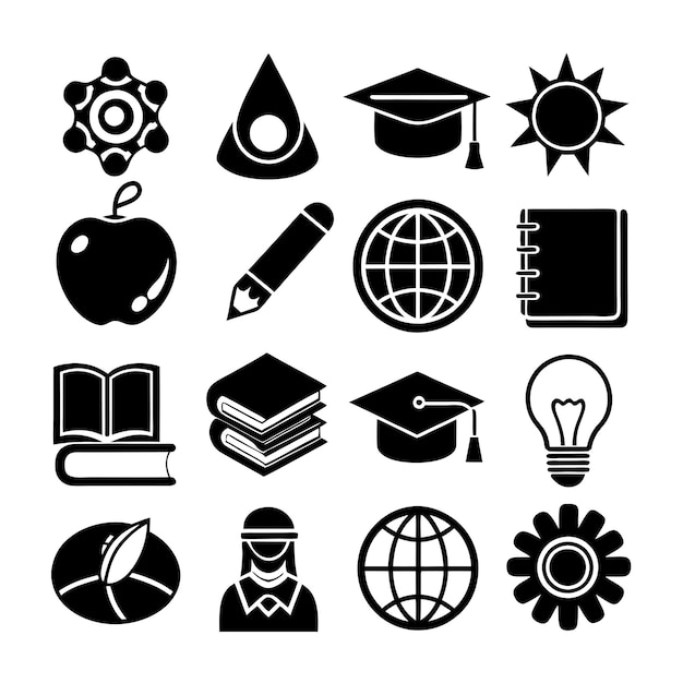 Vector education and learning icon set collection vector illustration