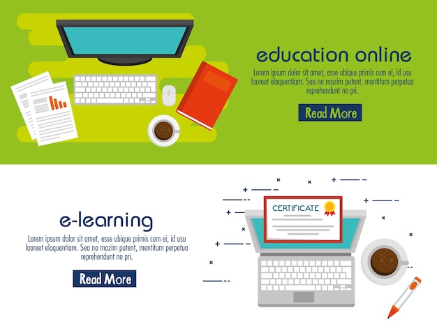 education on line set icons