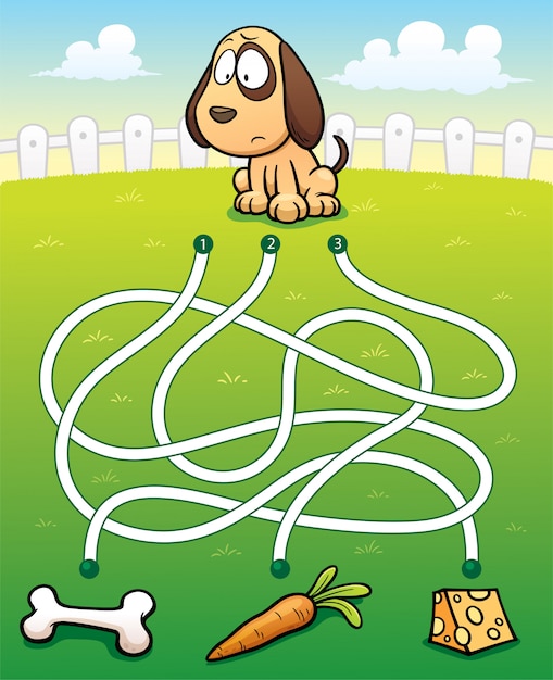 Education Maze Game Dog with food