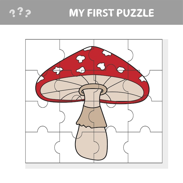 Education paper game for children, Amanita. Create the image. My first puzzle