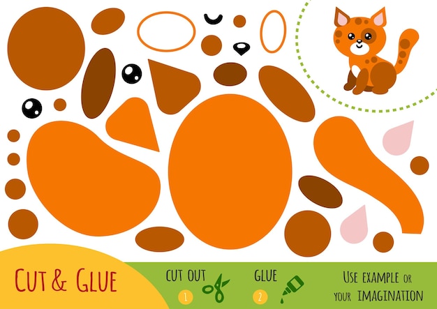 Education paper game for children, Cat. Use scissors and glue to create the image.