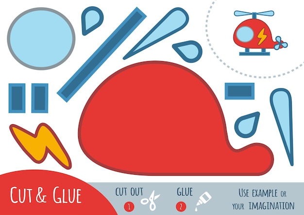 Education paper game for children, Helicopter. Use scissors and glue to create the image.