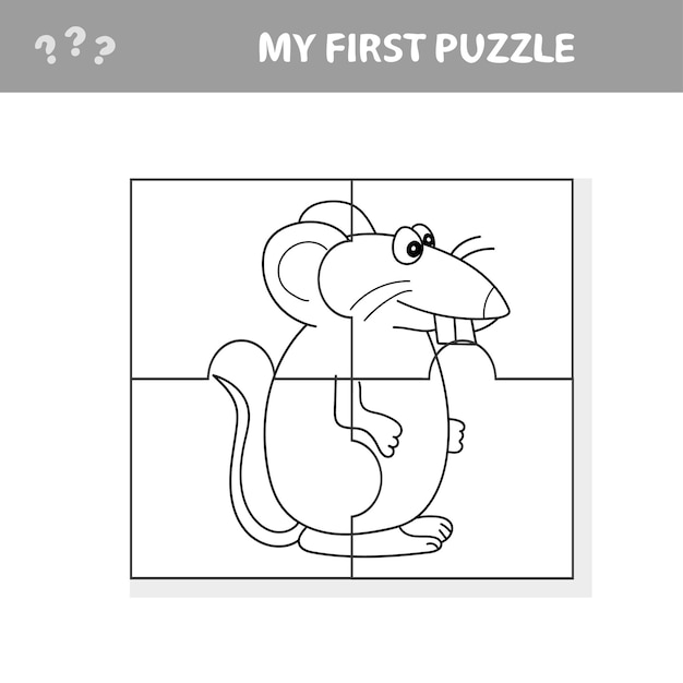 Education paper game for children mouse rat my first puzzle