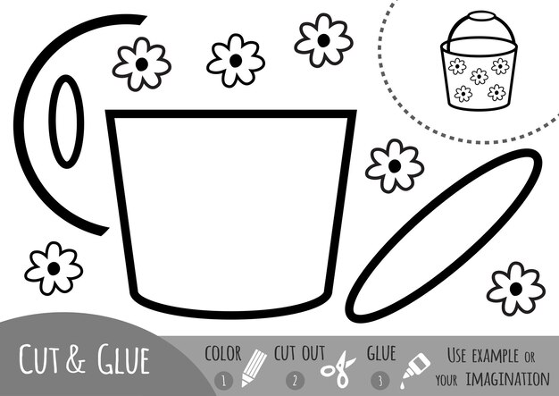 Education paper game for children, Pail. Use scissors and glue to create the image.