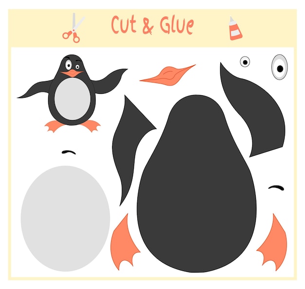 Education paper game for the development of preschool children cut parts of the image and glue on th...