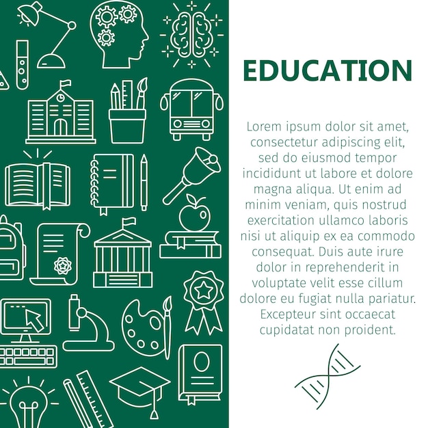 Education poster with line icons