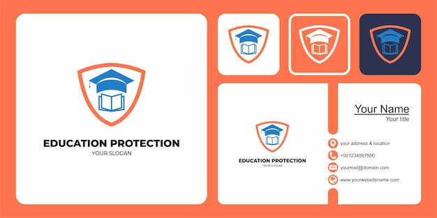 education protection logo design and business card