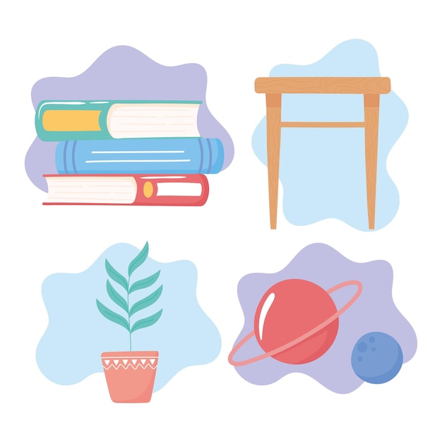 education read study science plant table icons illustration