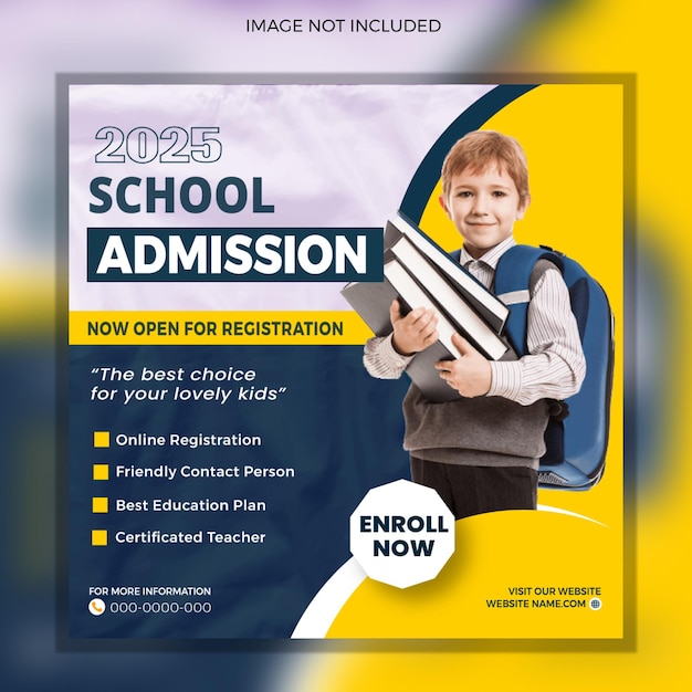 Education school admission instagram or social media post template