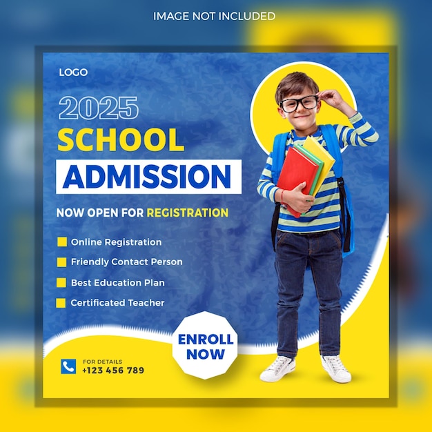 Education school admission instagram or social media post template