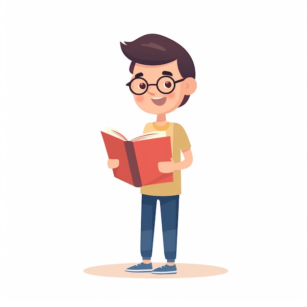 education school book boy illustration vector read study character girl library cartoon